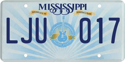 MS license plate LJU017
