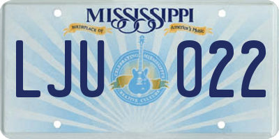 MS license plate LJU022