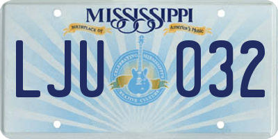MS license plate LJU032