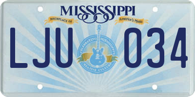 MS license plate LJU034