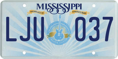 MS license plate LJU037