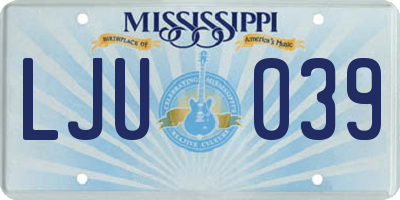 MS license plate LJU039