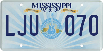MS license plate LJU070