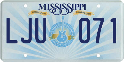 MS license plate LJU071