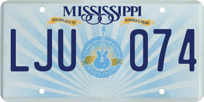 MS license plate LJU074