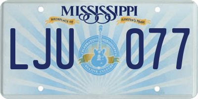 MS license plate LJU077