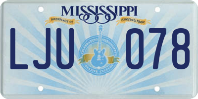 MS license plate LJU078