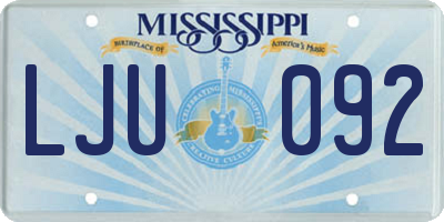 MS license plate LJU092
