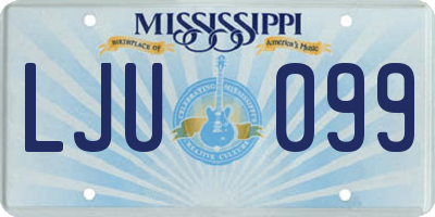 MS license plate LJU099