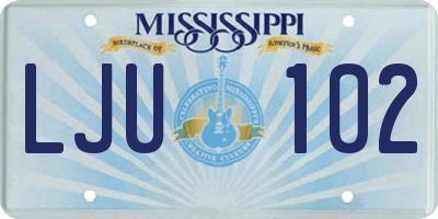 MS license plate LJU102