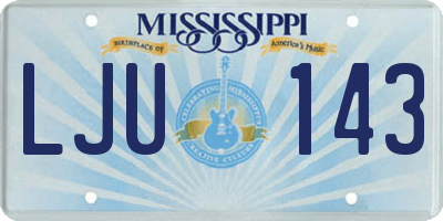 MS license plate LJU143