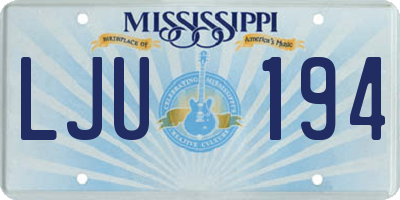 MS license plate LJU194