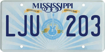 MS license plate LJU203