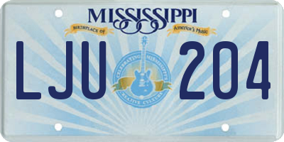 MS license plate LJU204
