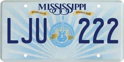 MS license plate LJU222