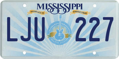 MS license plate LJU227