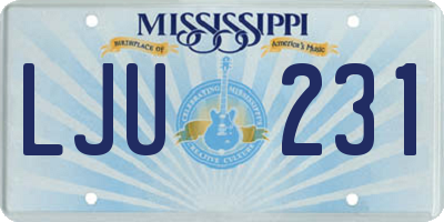 MS license plate LJU231