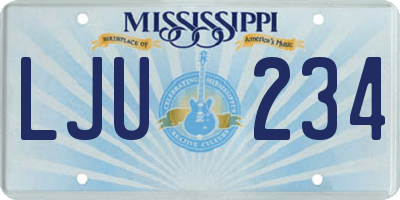 MS license plate LJU234