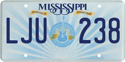 MS license plate LJU238