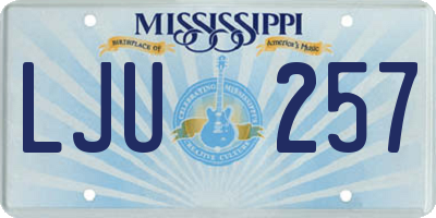 MS license plate LJU257
