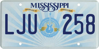 MS license plate LJU258