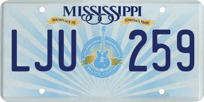 MS license plate LJU259