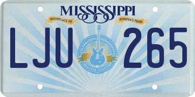 MS license plate LJU265
