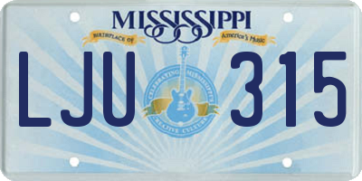 MS license plate LJU315