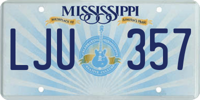 MS license plate LJU357