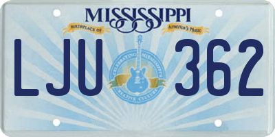 MS license plate LJU362