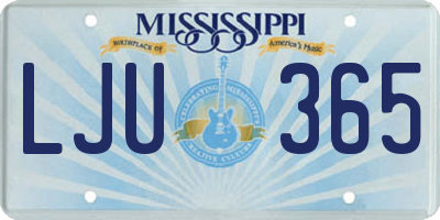 MS license plate LJU365
