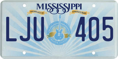 MS license plate LJU405