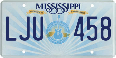 MS license plate LJU458