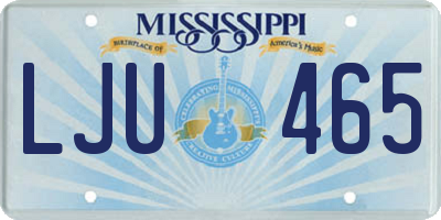 MS license plate LJU465