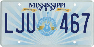 MS license plate LJU467