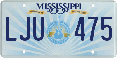 MS license plate LJU475