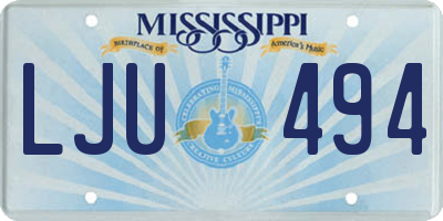MS license plate LJU494