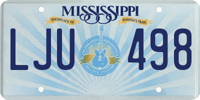 MS license plate LJU498