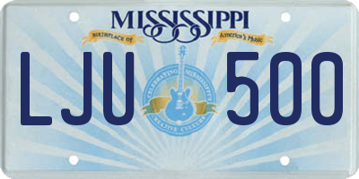MS license plate LJU500