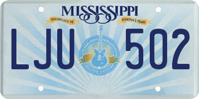 MS license plate LJU502