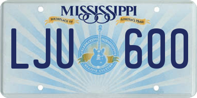 MS license plate LJU600