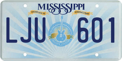 MS license plate LJU601