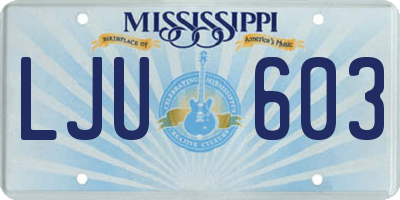 MS license plate LJU603
