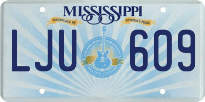 MS license plate LJU609