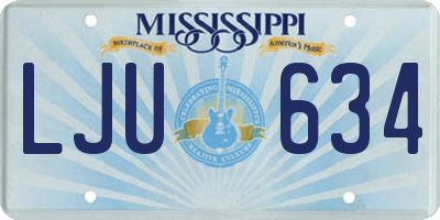 MS license plate LJU634