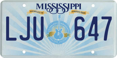 MS license plate LJU647