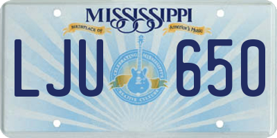 MS license plate LJU650