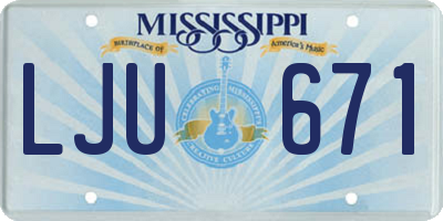MS license plate LJU671