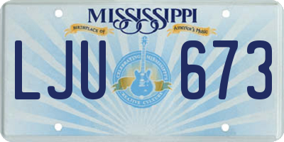 MS license plate LJU673