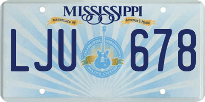 MS license plate LJU678